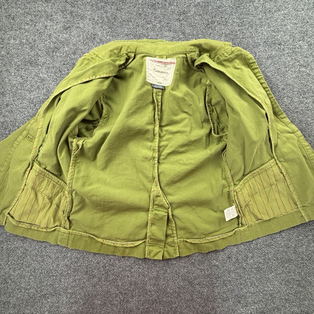 Cartonnier Anthropologie Green Blazer Jacket Womens 8 Cotton Stretch Casual - Picture 4 of 11